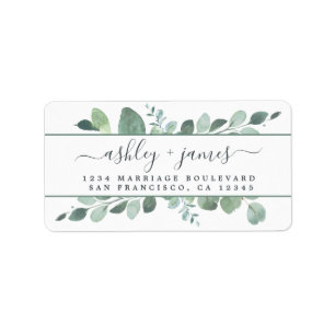 Elegant Script Greenery Wedding Return Address Label