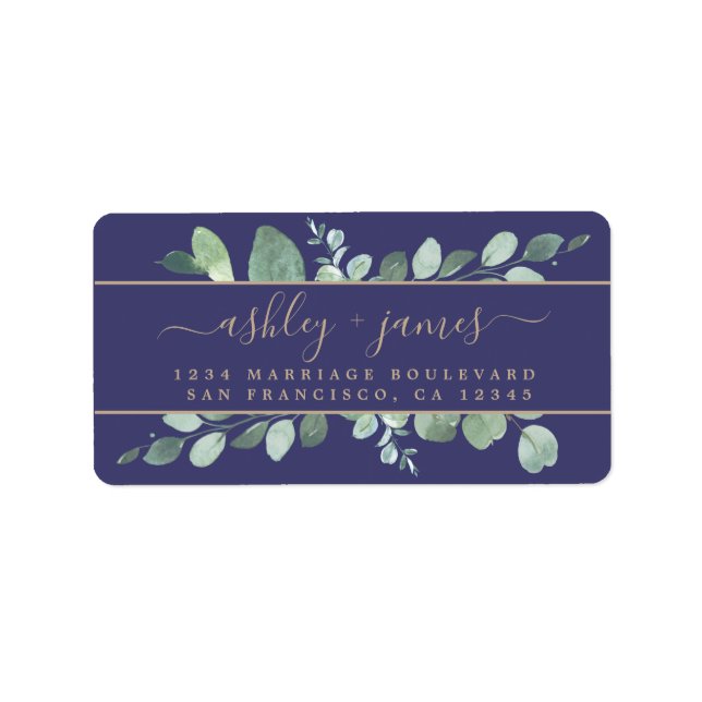 Elegant Script Greenery Wedding Return Address Label (Front)