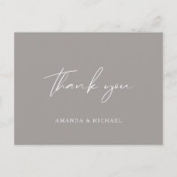 Elegant Script Grey Monochrome Wedding Thank You