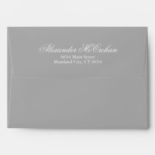 Elegant Script Grey Return Address Mailing Envelope