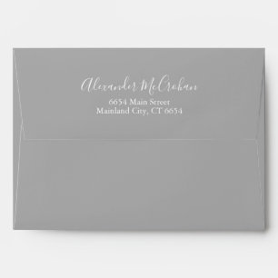 Elegant Script Grey Return Address Mailing Envelope