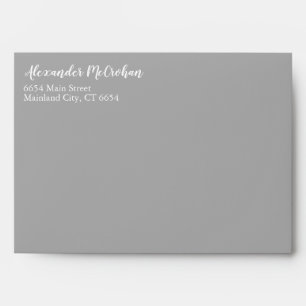 Elegant Script Grey Return Address Mailing Envelope