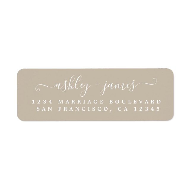 Elegant Script Grey Wedding Return Address (Front)