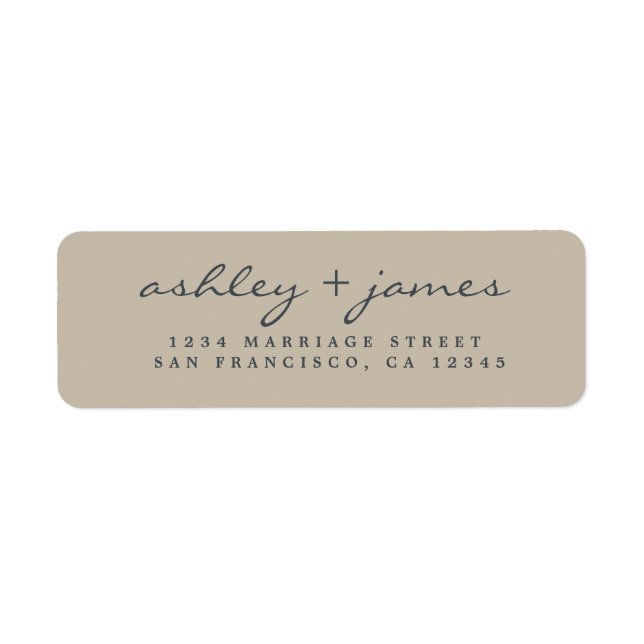 Elegant Script Grey Wedding Return Address (Front)
