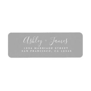 Elegant Script Grey Wedding Return Address