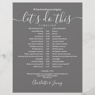 Elegant Script Grey Wedding Schedule Timeline