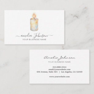 Elegant Script Handmade Candle Logo Artisan Small  Business Card