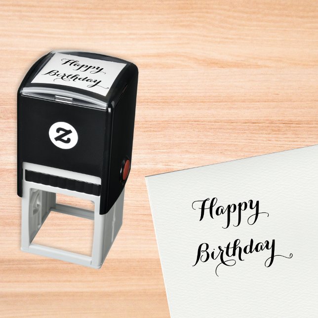 Elegant Script Happy Birthday Greeting Typography Self-inking Stamp (Elegant Script Happy Birthday Greeting Typography Self-inking Stamp)
