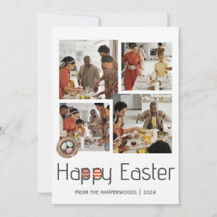 Elegant Script Happy Easter Family Photo Collage Holiday Card