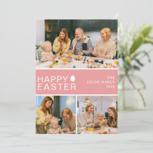 Elegant Script Happy Easter Family Photo Collage Holiday Card