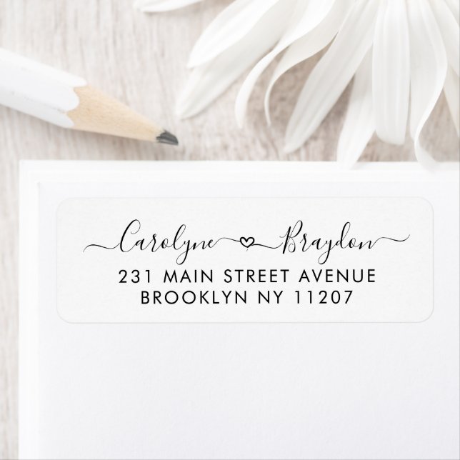 Elegant Script Heart Couple Name Wedding Newlywed (Insitu)