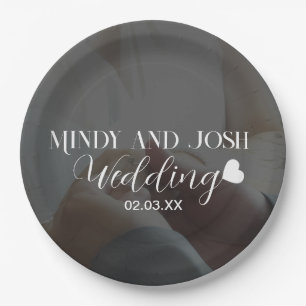 Elegant Script Heart Photo  Paper Plate
