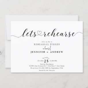 Elegant Script Heart   Rehearsal Dinner Invitation
