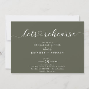 Elegant Script Heart Rehearsal Dinner Invitation