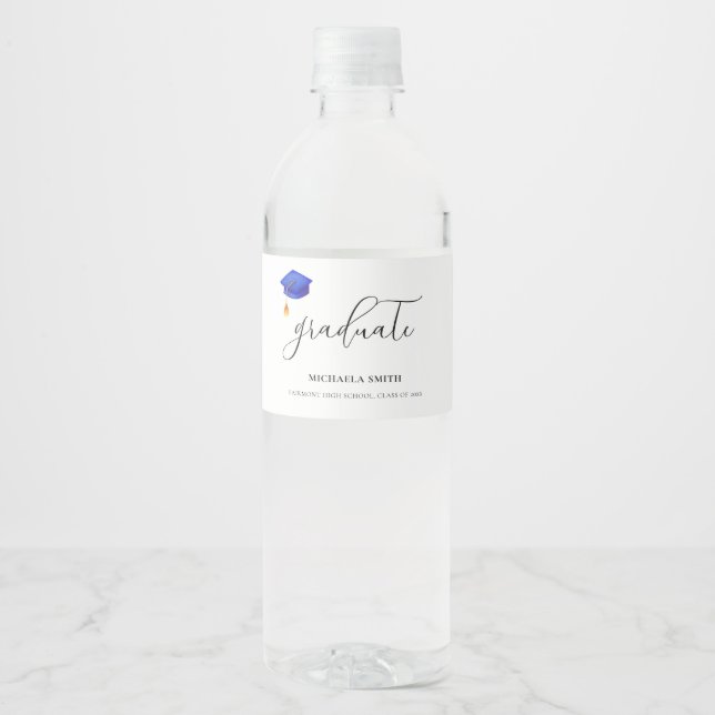 Elegant Script High School Graduate Water Bottle Label (Front)