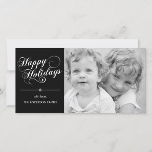 Elegant Script Holiday Photocard - Black Card