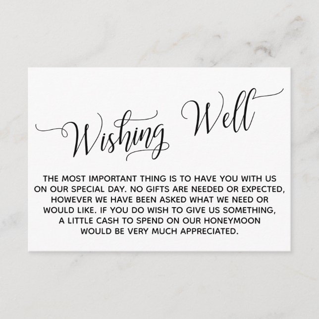 Elegant Script Honeymoon Wishing Well Enclosure Card (Front)