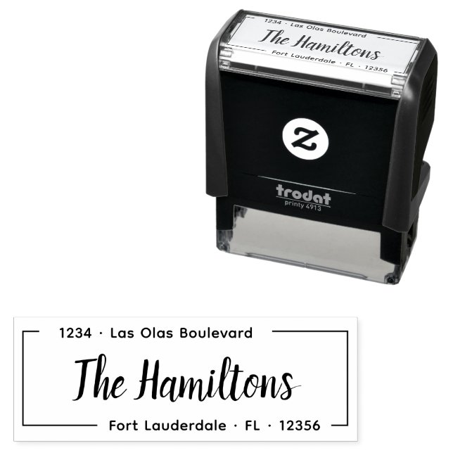 Elegant Script Housewarming Return Address Self-inking Stamp (In Situ)