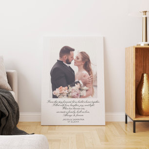 Elegant Script Huge Wedding Photo & Custom Vows Canvas Print