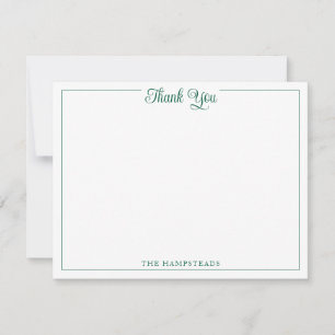 Elegant Script Hunter Green Thank You Stationery Card