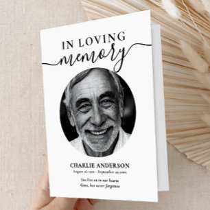 Elegant Script In Loving Memory Photo Memorial Program