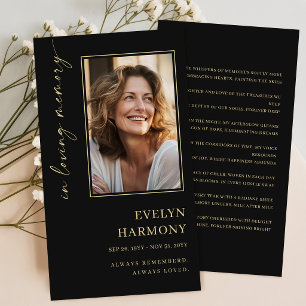 Elegant Script in Loving Memory Photo Prayer Card