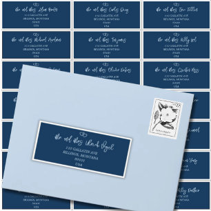 Elegant Script Indigo Wedding Guest Address Label