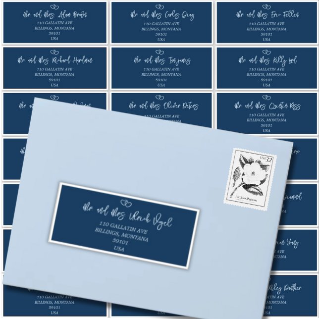Elegant Script Indigo Wedding Guest Address Label (Elegant Script Indigo Wedding Guest Address Label)
