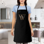 Elegant Script Initial Black Gold Monogram Apron<br><div class="desc">Elegant girly black and gold script name monogram initial with name apron. You can personalize the name,  monogram and customize the font and colours to create your own unique design. Designed by Thisisnotme©</div>