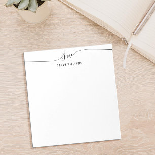 Elegant Script Initial Monogram Notepad