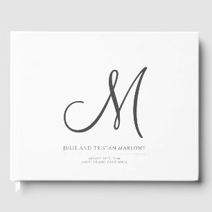 Elegant Script Initial Wedding Monogram Wedding  Guest Book