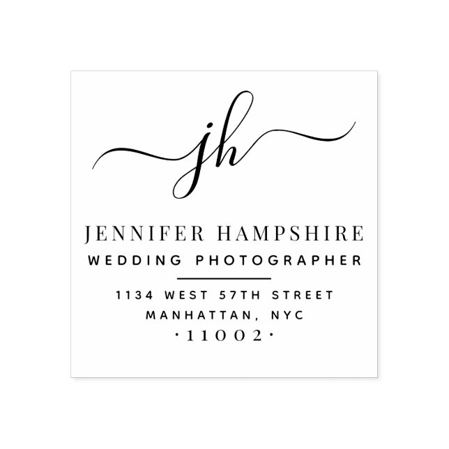 Elegant Script Initials Business Return Address Rubber Stamp (Imprint)