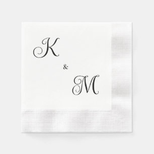 Elegant Script Initials White Wedding Coined Napkin
