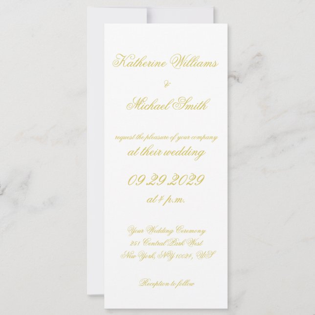 Elegant Script Island Citrus Yellow Wedding Invite (Front)