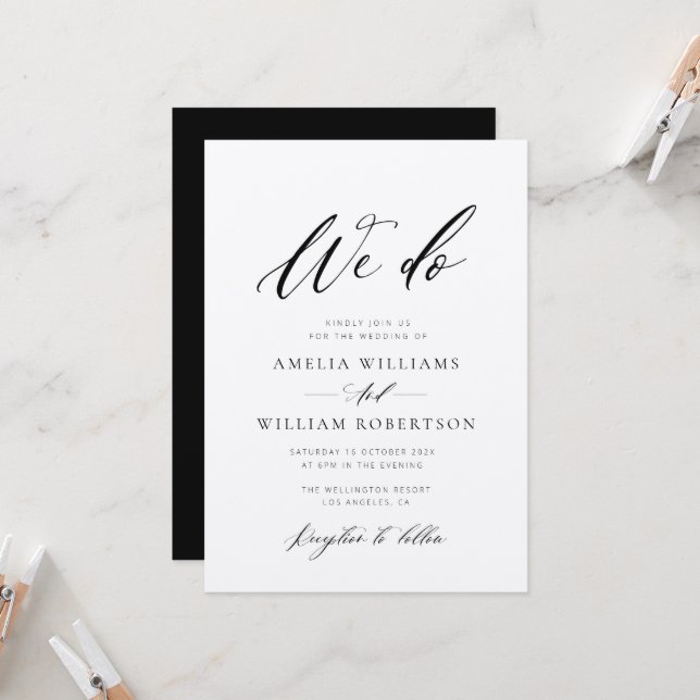 élégant script kraft faire-part de mariage (Devant/Arrière en situation)