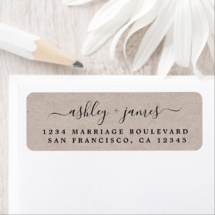 Élégant Script Kraft Mariage papier Adresse de ret