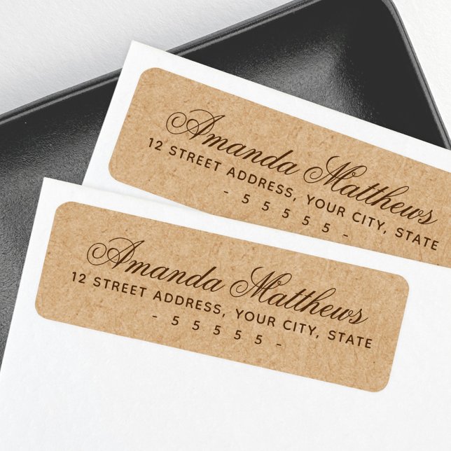 Elegant script Kraft paper look return address (Creator Uploaded)