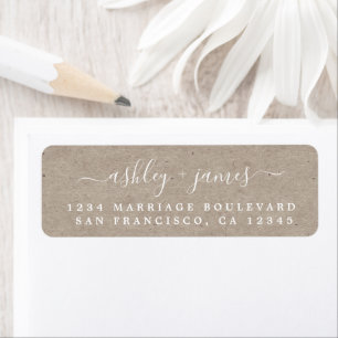 Elegant Script Kraft Paper Wedding Return Address