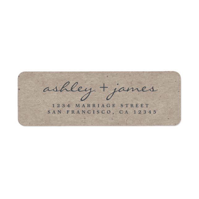 Elegant Script Kraft Paper Wedding Return Address  (Front)