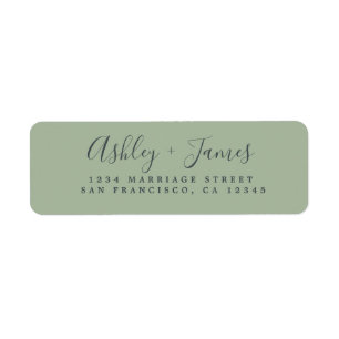 Elegant Script Laurel Green Wedding Return Address