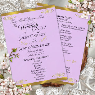 Elegant Script - Lavender/Gold Wedding Program