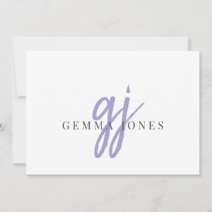 Elegant Script Lavender Monogram Initials Name  Card