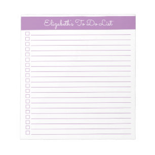 Elegant Script Lavender One Column Checklist Notepad