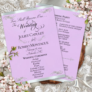 Elegant Script - Lavender/Silver Wedding Program