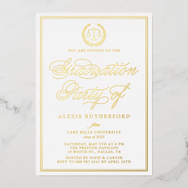 Elegant Script Law School Graduation Party (Front)