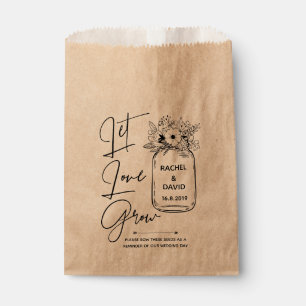 Elegant Script LET LOVE GROW Wedding Favour Bags