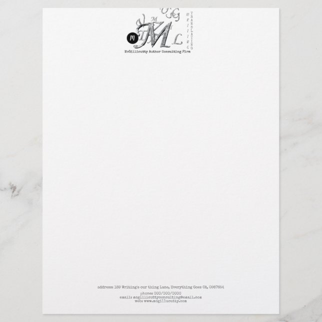 Elegant Script Lettering Letterhead (Front)