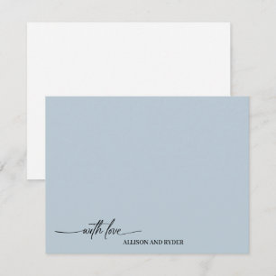 Elegant Script Light Blue With Love Thank You Card