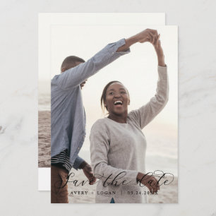 Elegant Script Light Photo Template Save the Date