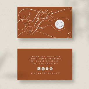 Elegant Script Logo Thank You Branding Terracotta Business Card